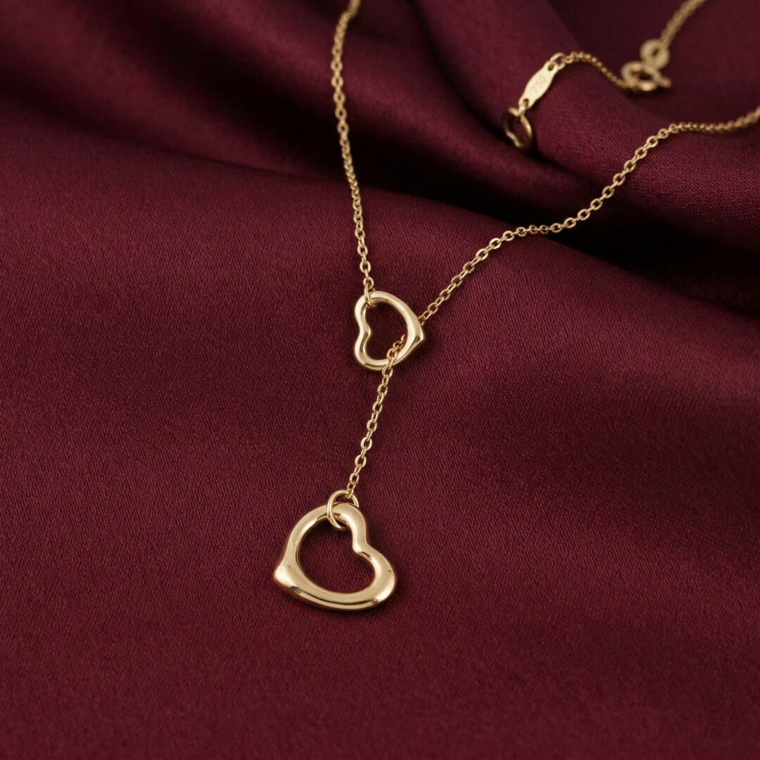 Tiffany Open Heart Lariat Necklace, Gold Filled