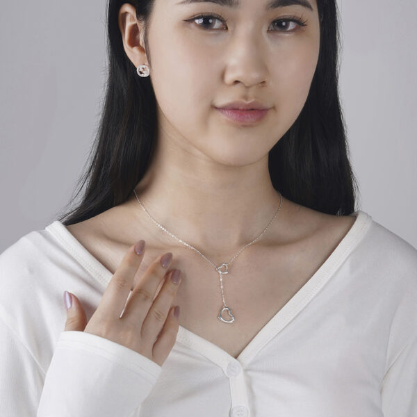 Open Heart Lariat Necklace