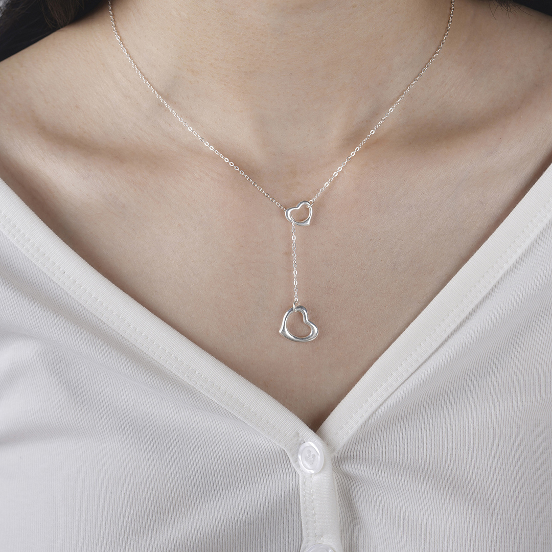 Open Heart Lariat Necklace
