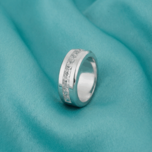 Band Ring with 9 Large Princess Cut Cubic Zirconia