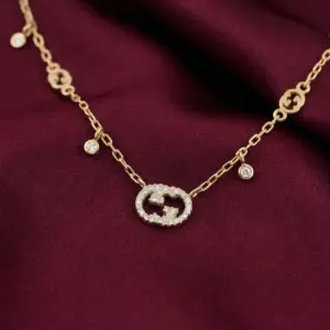 Gucci Interlocking Sterling Silver Necklace, Gold Filled