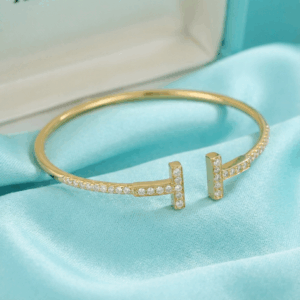Tiffany T Pavé CZ Wire Bangle, Gold Filled