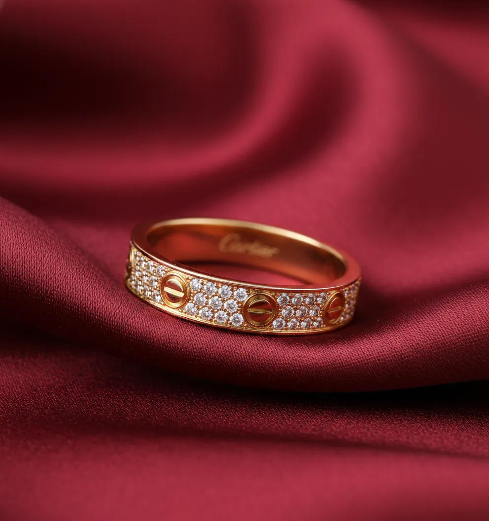 Cartier's, LOVE ring, Small Model, Paved, Gold Filled