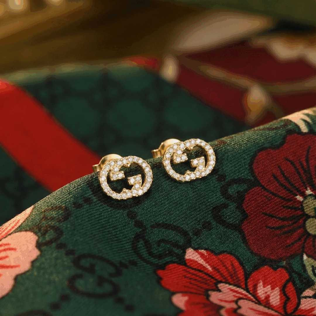 Gucci Interlocking studs Earrings, Gold Filled