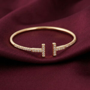 Tiffany T Pavé CZ Wire Bangle, Gold Filled