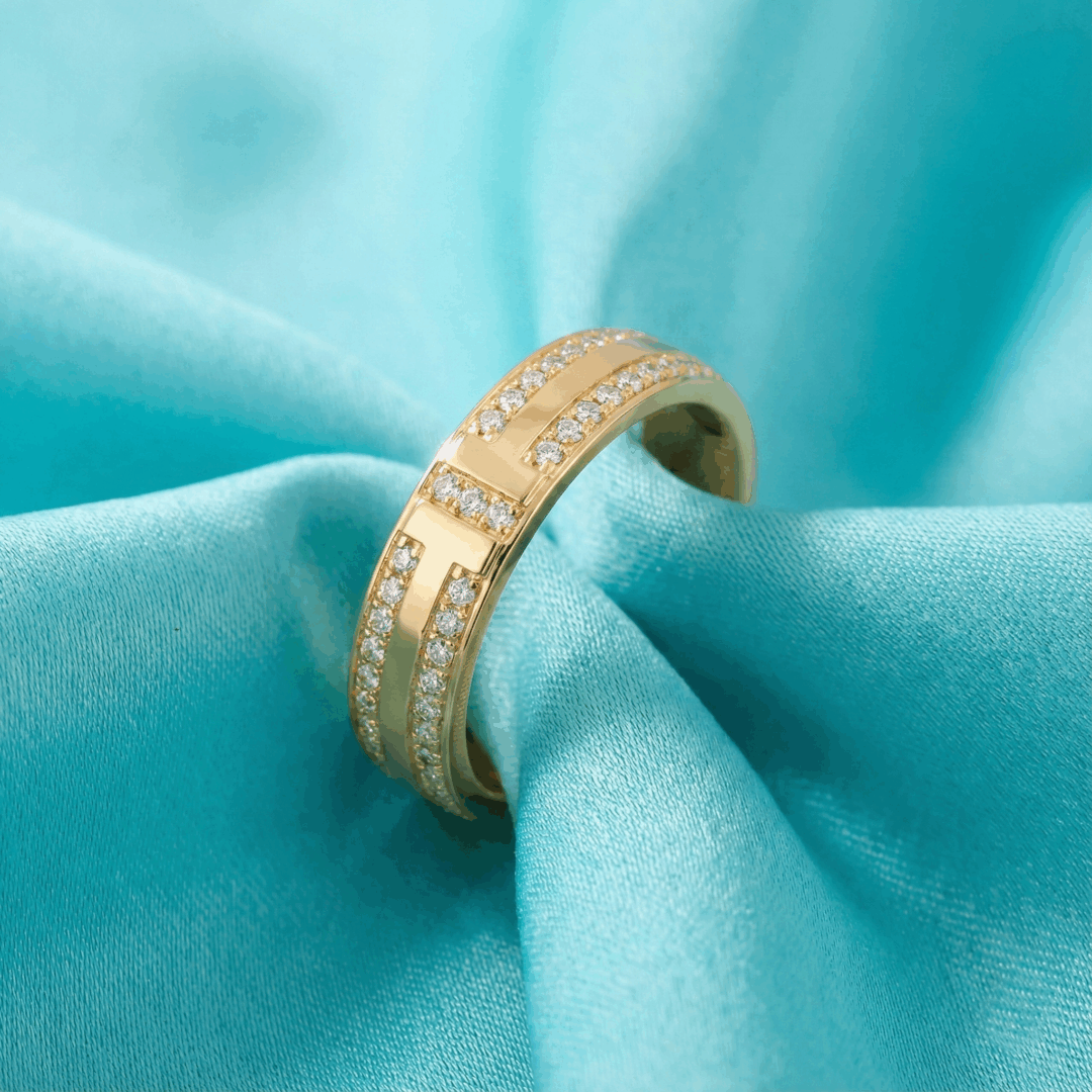Tiffany T Wide Pavé CZ Ring, Gold Filled