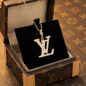 LV Large Pendant Necklace, Gold Filled