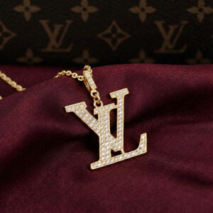 LV Large Pendant Necklace, Gold Filled