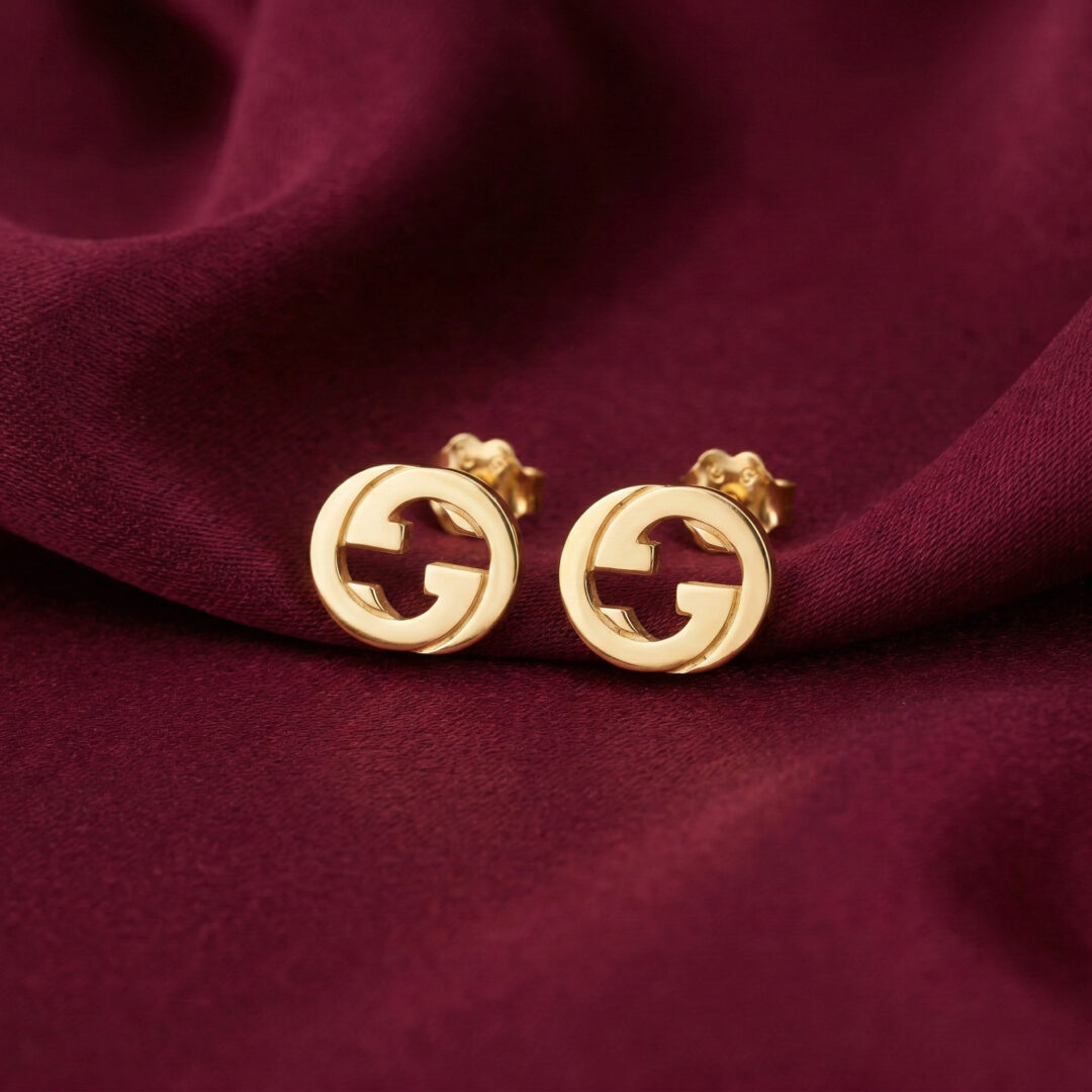 Gucci Interlocking Studs 2 Earrings, Gold Filled