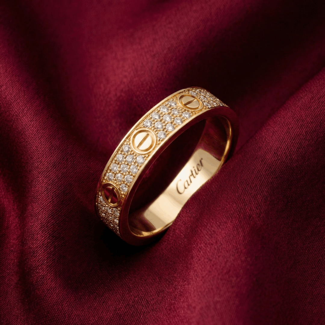Cartier's, LOVE ring, Small Model, Paved, Gold Filled