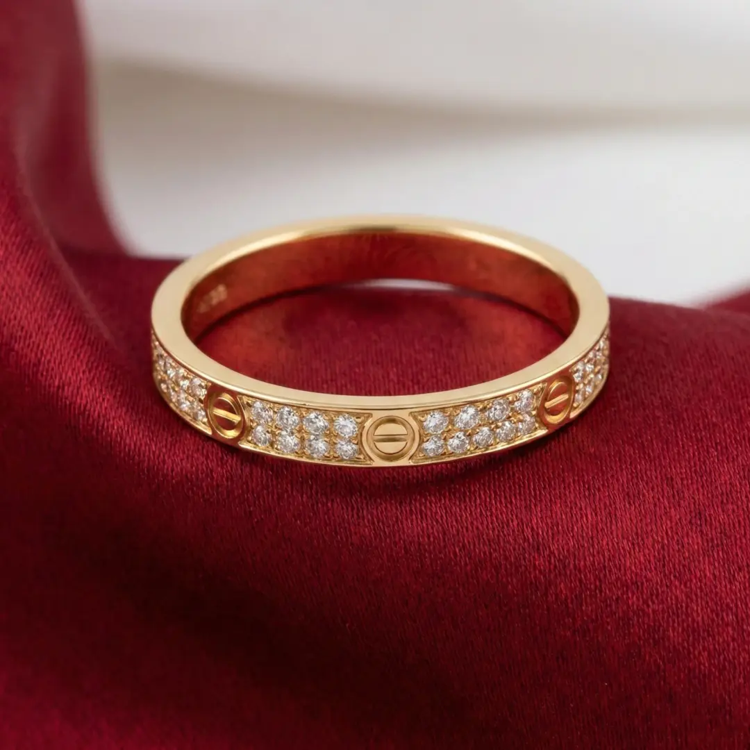 Cartier's, LOVE Ring, Mini Model, Paved, Gold Filled
