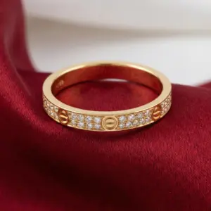 Cartier's, LOVE Ring, Mini Model, Paved, Gold Filled